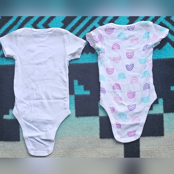 Gerber Baby Girls Rainbow Short Sleeve Onesies® Bodysuits 2 Pack 0-3 Months - Picture 6 of 8